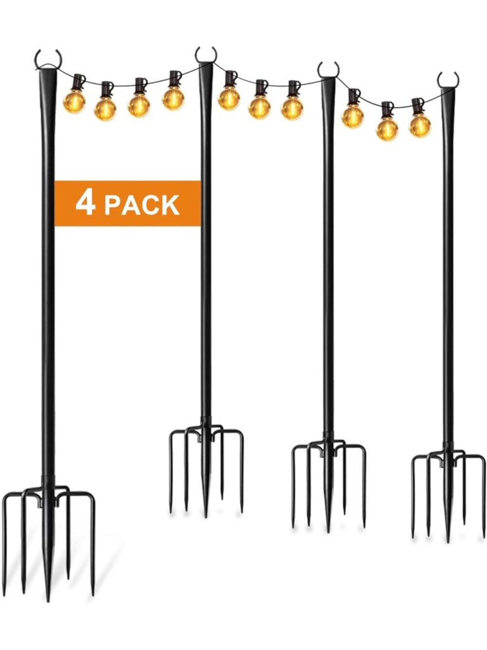 New 4 Pack String Light Poles for Outside, Adjustable Metal Patio Light Poles